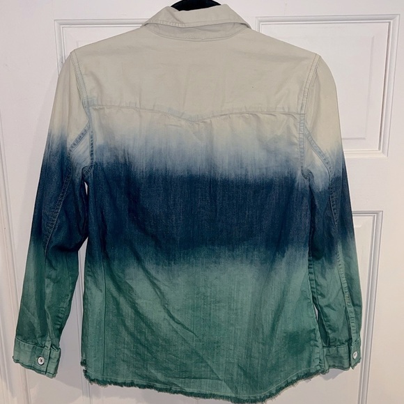 Free People Before Sunrise Ombré Button Down Shirt Blue/Green Size Small - Picture 6 of 13